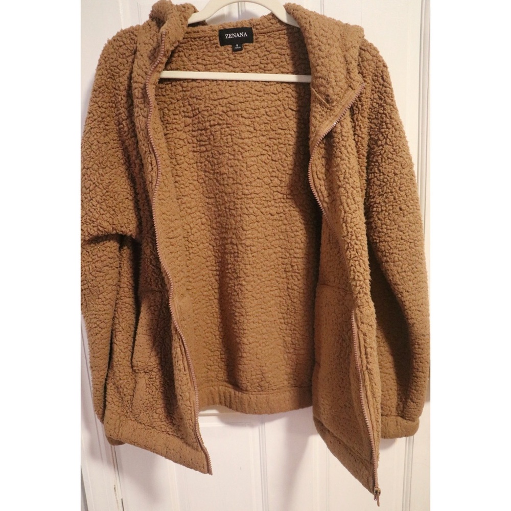 ZENANA Full Zip Sherpa Fleece Hoodie Sweater - Picture 3 of 7